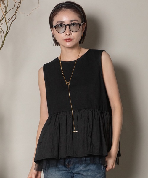 異素材切替タンク×シアーブルソン SET（その他トップス）｜lodie（ロディ）