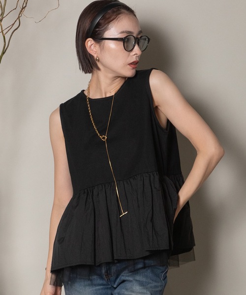 異素材切替タンク×シアーブルソン SET（その他トップス）｜lodie（ロディ）