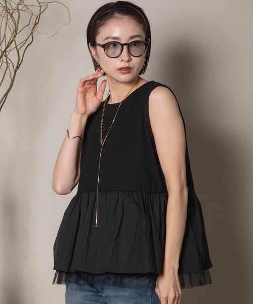 異素材切替タンク×シアーブルソン SET（その他トップス）｜lodie（ロディ）