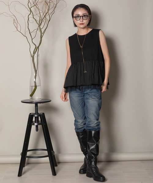 異素材切替タンク×シアーブルソン SET（その他トップス）｜lodie（ロディ）