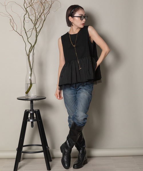 異素材切替タンク×シアーブルソン SET（その他トップス）｜lodie（ロディ）