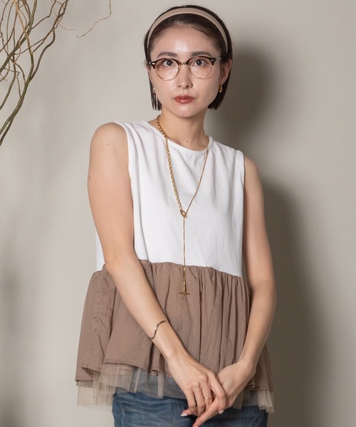 異素材切替タンク×シアーブルソン SET（その他トップス）｜lodie（ロディ）