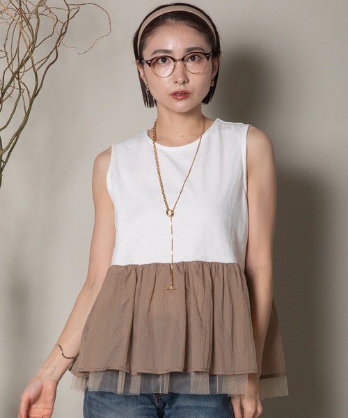 異素材切替タンク×シアーブルソン SET（その他トップス）｜lodie（ロディ）