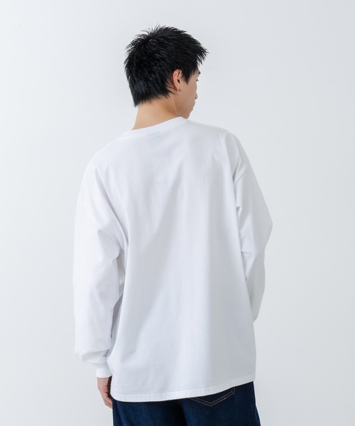 【SAVIER/サビアー】オーバーサイズ ポケット付ヘンリーネックロンT ワンポイント刺繍 ブランドロゴ（Tシャツ/カットソー）｜SAVIER（サビアー）