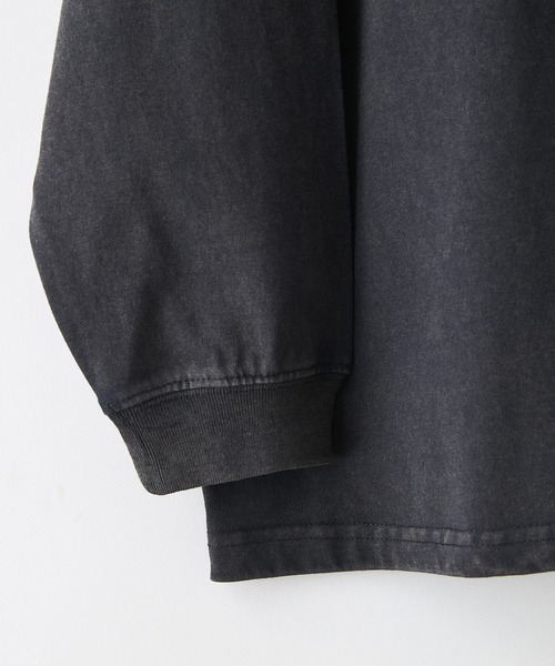 【SAVIER/サビアー】オーバーサイズ ポケット付ヘンリーネックロンT ワンポイント刺繍 ブランドロゴ（Tシャツ/カットソー）｜SAVIER（サビアー）