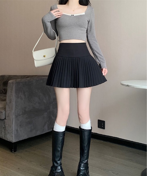 kirakiraShop(キラキラショップ)の「プリーツ 切り替え スカート(スカート・レディース・ホワイト/ブラック/グレー・S/M/L)」の11枚目の写真