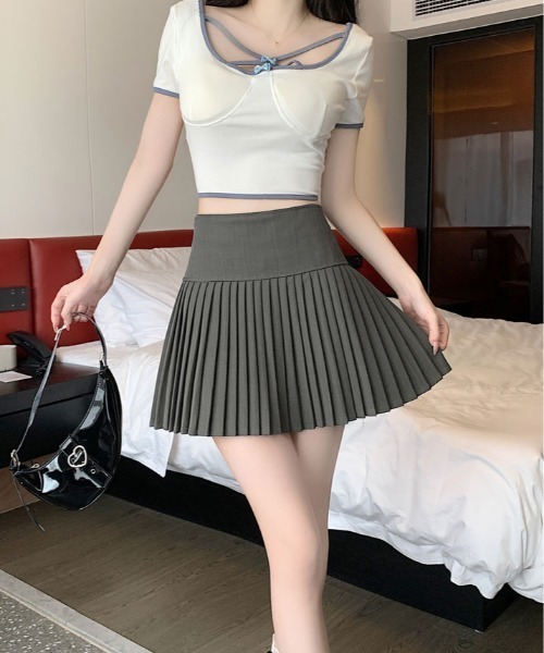kirakiraShop(キラキラショップ)の「プリーツ 切り替え スカート(スカート・レディース・ホワイト/ブラック/グレー・S/M/L)」の17枚目の写真