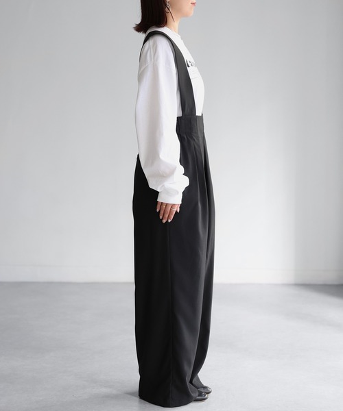 Riberry（リベリー）の「フロント2タックワイドサロペット（サロペット/オーバーオール・レディース・ブラック・FREE）」の8枚目の写真