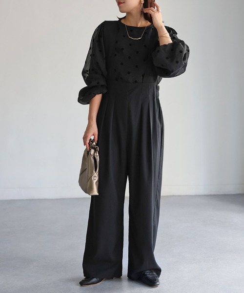 Riberry（リベリー）の「フロント2タックワイドサロペット（サロペット/オーバーオール・レディース・ブラック・FREE）」の16枚目の写真