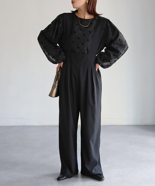 Riberry（リベリー）の「フロント2タックワイドサロペット（サロペット/オーバーオール・レディース・ブラック・FREE）」の19枚目の写真