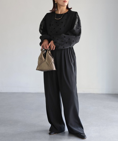 Riberry（リベリー）の「フロント2タックワイドサロペット（サロペット/オーバーオール・レディース・ブラック・FREE）」の20枚目の写真