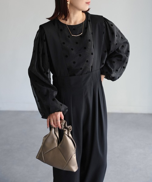 Riberry（リベリー）の「フロント2タックワイドサロペット（サロペット/オーバーオール・レディース・ブラック・FREE）」の12枚目の写真