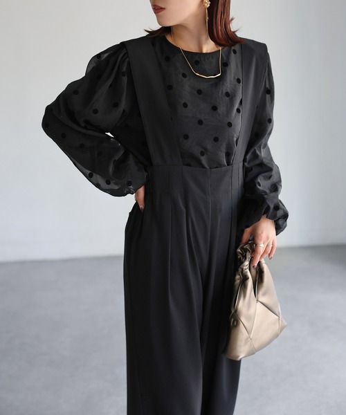 Riberry（リベリー）の「フロント2タックワイドサロペット（サロペット/オーバーオール・レディース・ブラック・FREE）」の13枚目の写真