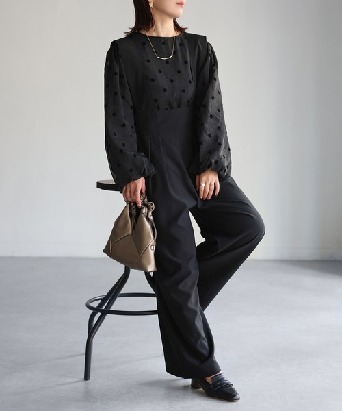 Riberry（リベリー）の「フロント2タックワイドサロペット（サロペット/オーバーオール・レディース・ブラック・FREE）」の15枚目の写真