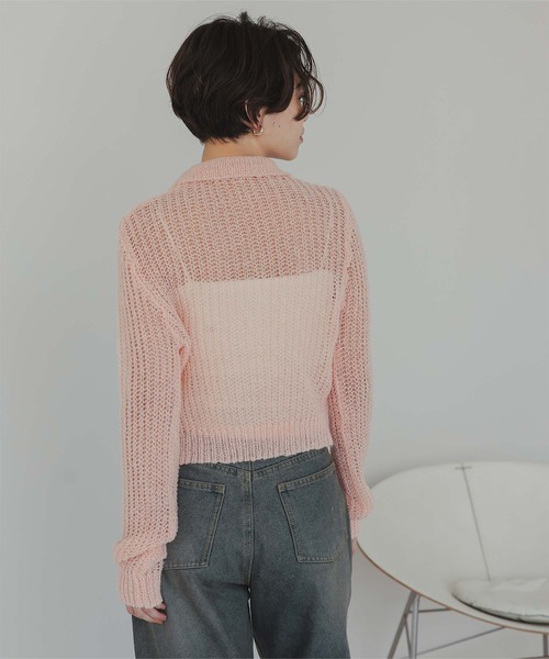 titivate(ティティベイト)の「透かし編みポロニットプルオーバー(ニット/セーター・レディース・オフホワイト/ピンク/グレー・FREE)」の19枚目の写真