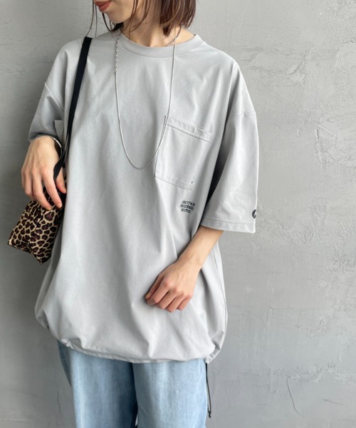 tシャツ 「Marmot/マーモット」 別注 ドローコード付き ワンポイントロゴポケットTシャツ レディース メンズ Marmot/マーモット] 別注 ドローコード付き ワンポイントロゴ