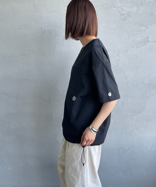 tシャツ 「Marmot/マーモット」 別注 ドローコード付き ワンポイントロゴポケットTシャツ レディース メンズ Marmot/マーモット] 別注 ドローコード付き ワンポイントロゴ