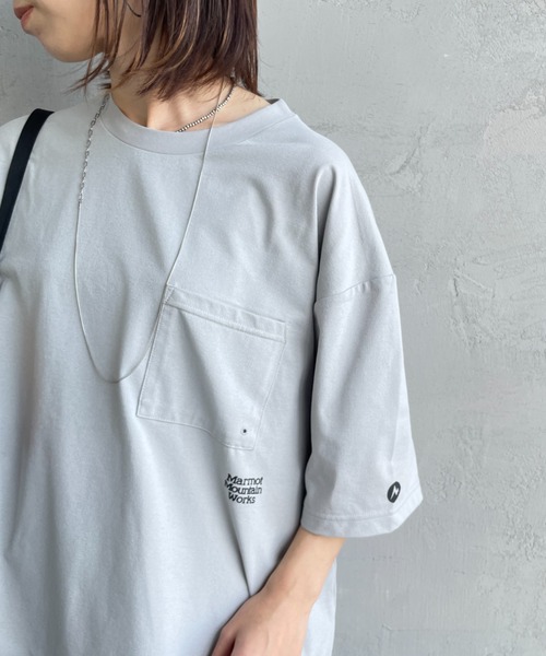 MARMOT（マーモット）の「[Marmot/マーモット] 別注 ドローコード付き ワンポイントロゴポケットTシャツ（Tシャツ/カットソー・レディース・ブラック/グレー/ホワイト・M/S/XL/L）」の13枚目の写真