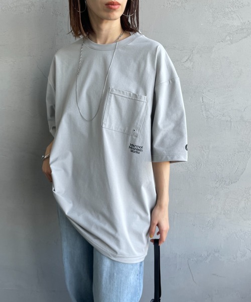 MARMOT（マーモット）の「[Marmot/マーモット] 別注 ドローコード付き ワンポイントロゴポケットTシャツ（Tシャツ/カットソー・レディース・ブラック/グレー/ホワイト・M/S/XL/L）」の16枚目の写真