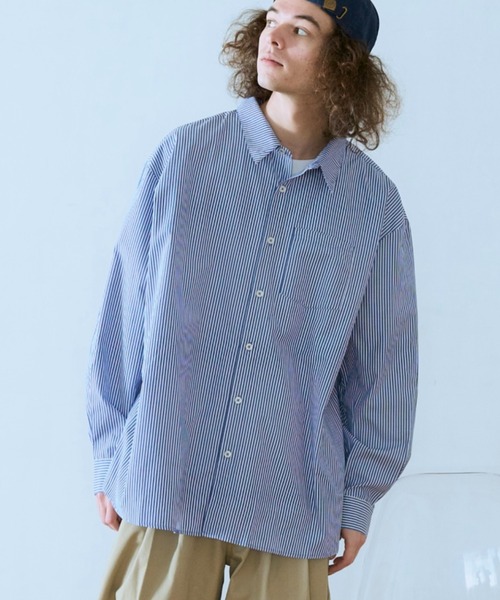BROKEN BASE(ブロークンベース)の「B.BASEオーバーシャツ(シャツ/ブラウス・メンズ・サックスブルー系/ライトブルー・LARGE/MEDIUM)」の1枚目の写真