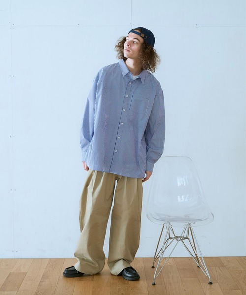 BROKEN BASE(ブロークンベース)の「B.BASEオーバーシャツ(シャツ/ブラウス・メンズ・サックスブルー系/ライトブルー・LARGE/MEDIUM)」の7枚目の写真