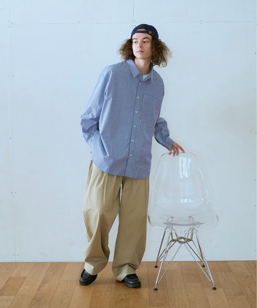 BROKEN BASE(ブロークンベース)の「B.BASEオーバーシャツ(シャツ/ブラウス・メンズ・サックスブルー系/ライトブルー・LARGE/MEDIUM)」の5枚目の写真