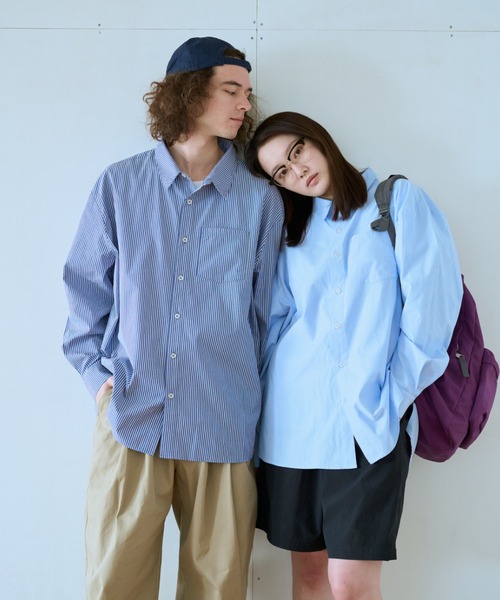 BROKEN BASE(ブロークンベース)の「B.BASEオーバーシャツ(シャツ/ブラウス・メンズ・サックスブルー系/ライトブルー・LARGE/MEDIUM)」の3枚目の写真