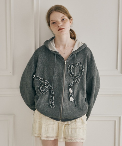 idem イデム　heart frill hoodie/ハートフリルフーディー idem（イデム）の「heart frill hoodie／ハートフリルフーディ