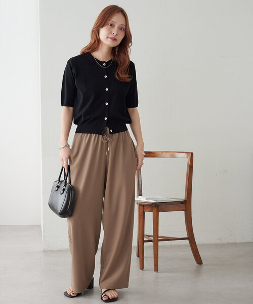 サラモチ衿付き半袖カーディガン《WEB限定カラーあり》（カーディガン