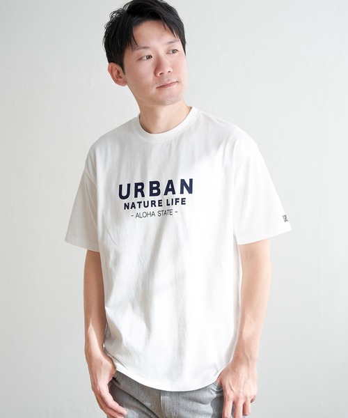 ikka（イッカ）の「【親子コーデ】URBAN NATURE LIFE アーバンネイチャーライフ フロッキープリントTシャツ（Tシャツ/カットソー・メンズ・ホワイト/ブラック/ネイビー/ベージュ・M/L/XL/S）」の6枚目の写真