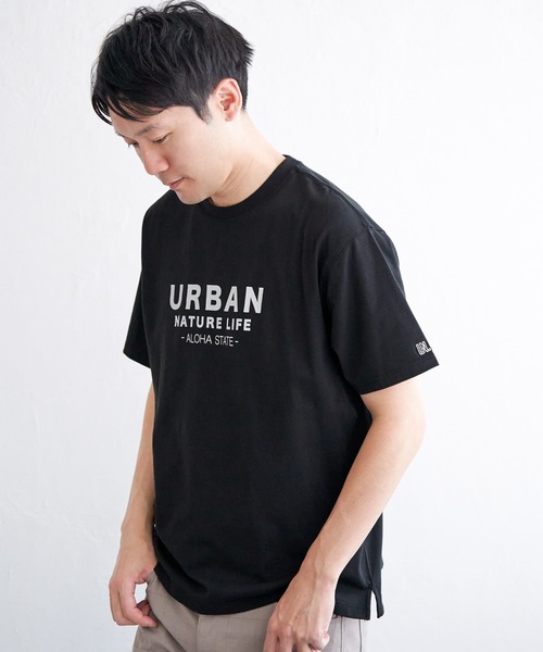 ikka（イッカ）の「【親子コーデ】URBAN NATURE LIFE アーバンネイチャーライフ フロッキープリントTシャツ（Tシャツ/カットソー・メンズ・ホワイト/ブラック/ネイビー/ベージュ・M/L/XL/S）」の8枚目の写真