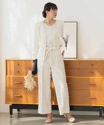 Rebloom（リブルーム Rebloom Reb loom）の「【洗える/マルチWAY/セレモニースーツ/ママスーツ】半袖トップス付ノーカラージャケット・アンクル丈ストレートパンツ 3点セット（スーツセット）」