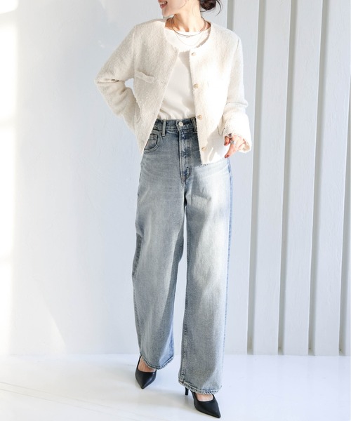 SUGAR BISKET(シュガービスケット)の「ノーカラーツイードジャケット(ノーカラージャケット・レディース・ブラック/オフホワイト・フリー)」の11枚目の写真