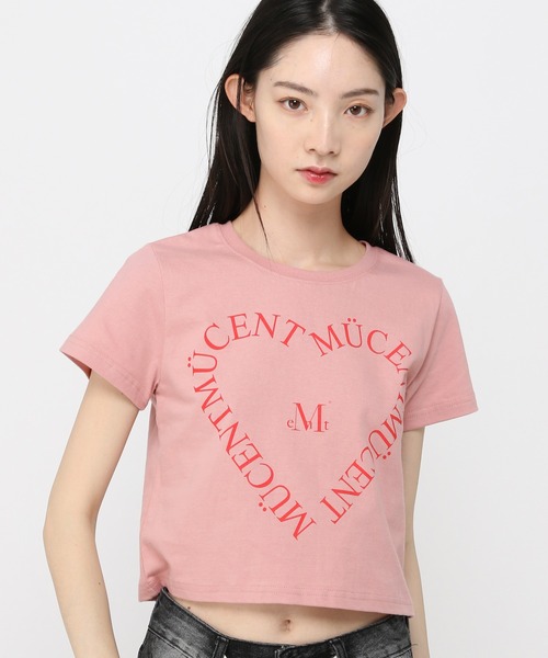 MUCENT（ムセント）の「MUCENT／ＷハートレタリングT（Tシャツ/カットソー・レディース・ライトブルー/ピンク/ホワイト・SMALL）」の3枚目の写真
