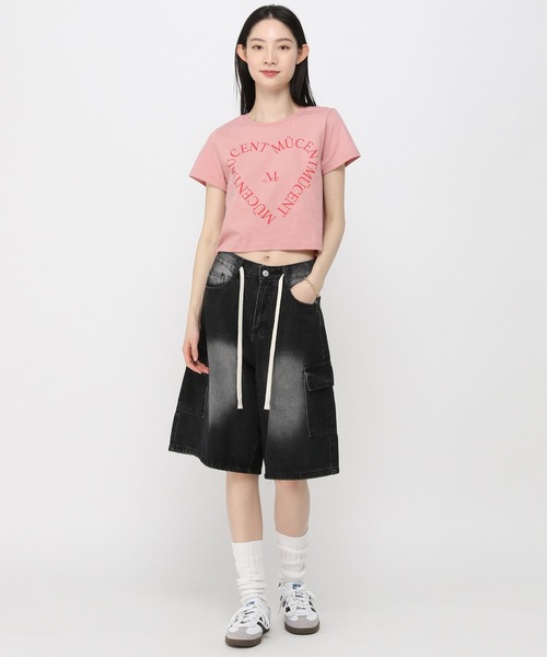 MUCENT（ムセント）の「MUCENT／ＷハートレタリングT（Tシャツ/カットソー・レディース・ライトブルー/ピンク/ホワイト・SMALL）」の11枚目の写真