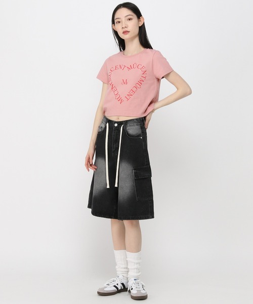 MUCENT（ムセント）の「MUCENT／ＷハートレタリングT（Tシャツ/カットソー・レディース・ライトブルー/ピンク/ホワイト・SMALL）」の12枚目の写真