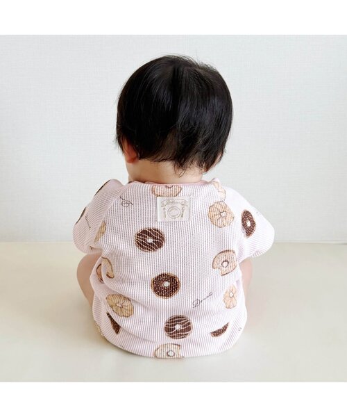 apres les cours(アプレレクール)の「おやつ柄ボディースーツ(ロンパース・キッズ・アイボリー/ピンク・80/70)」の4枚目の写真