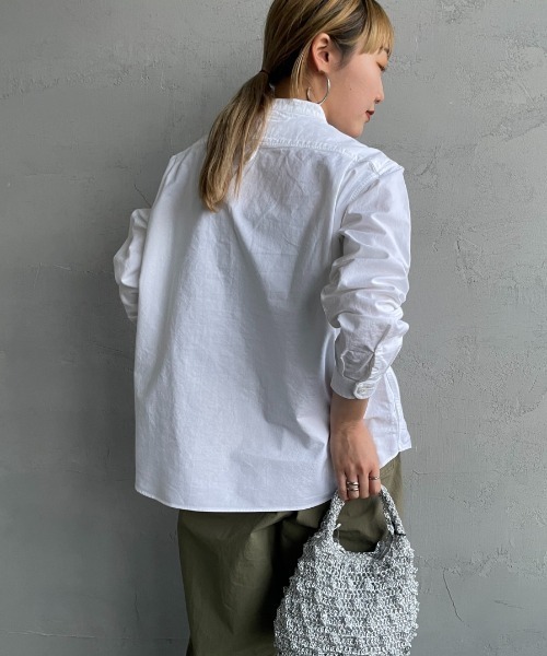 DANTON（ダントン）の「[DANTON/ダントン] バンドカラー オックスフォードシャツ(無地)（シャツ/ブラウス・レディース・ホワイト/ライトベージュ/ブルー・34/36/38）」の9枚目の写真
