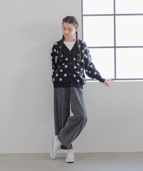 GLOBAL WORK（グローバルワーク）の「洗えるアソートニットカーデ/323375（カーディガン/ボレロ・キッズ・ブラック/サックスブルー/アイボリー・130cm/140cm/150cm/160cm）」の11枚目の写真