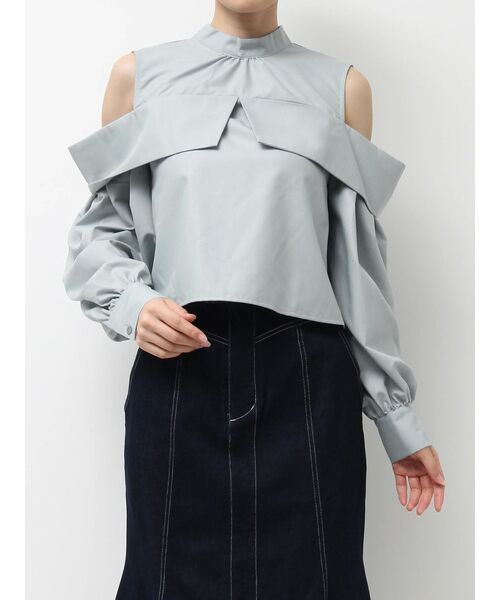 MERCURYDUO（マーキュリーデュオ）の「オフショルダーオープンショルダーボリュームスリーブブラウス（シャツ/ブラウス・レディース・ライトブルー/オフホワイト/ミント/イエロー・FREE）」の3枚目の写真