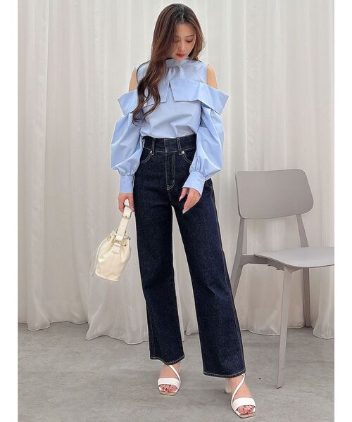 MERCURYDUO（マーキュリーデュオ）の「オフショルダーオープンショルダーボリュームスリーブブラウス（シャツ/ブラウス・レディース・ライトブルー/オフホワイト/ミント/イエロー・FREE）」の7枚目の写真