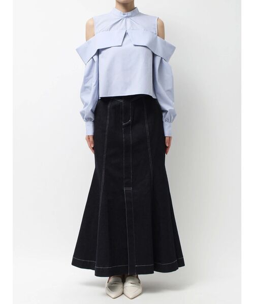 MERCURYDUO（マーキュリーデュオ）の「オフショルダーオープンショルダーボリュームスリーブブラウス（シャツ/ブラウス・レディース・ライトブルー/オフホワイト/ミント/イエロー・FREE）」の19枚目の写真