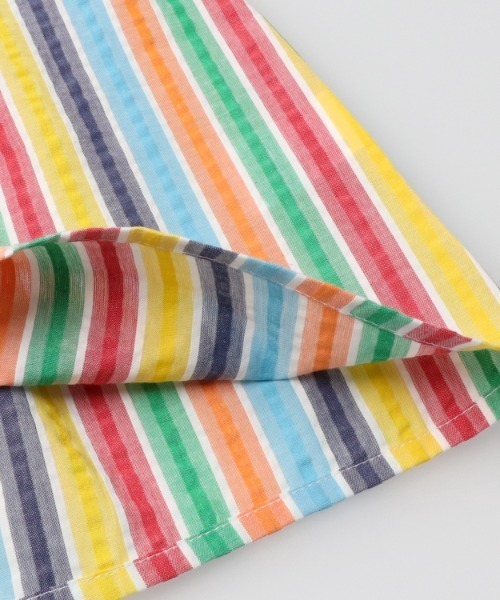Moujonjon（ムージョンジョン）の「レインボーストライプレイヤード風半袖ワンピース（ワンピース・キッズ・ホワイト・80/90/100/110/120/130/140）」の6枚目の写真