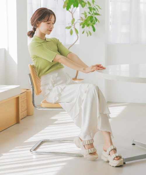 mysty woman（ミスティウーマン）の「サマーニットポロ  452410（ニット/セーター・レディース・ホワイト系その他/グリーン/ネイビー・FREE）」の6枚目の写真