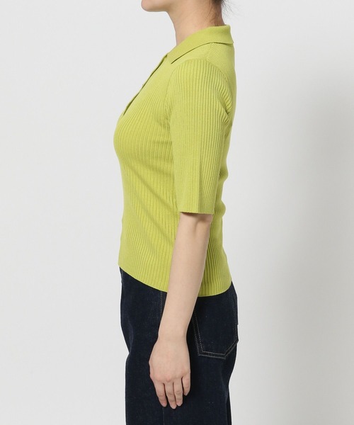 mysty woman（ミスティウーマン）の「サマーニットポロ  452410（ニット/セーター・レディース・ホワイト系その他/グリーン/ネイビー・FREE）」の9枚目の写真