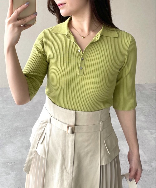 mysty woman サマーポロニット mysty woman｜サマーニットポロ | Rakuten Fashion(楽天