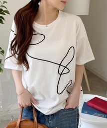 【Eclat one】ニュアンスライン オーバーサイズ Tシャツ