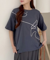 【Eclat one】ニュアンスライン オーバーサイズ Tシャツ