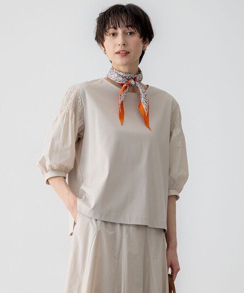 今期【汗じみ防止/洗える】ギャザーディテール カットソー セール】【汗じみ防止/洗える】ギャザーディテール カットソー（T