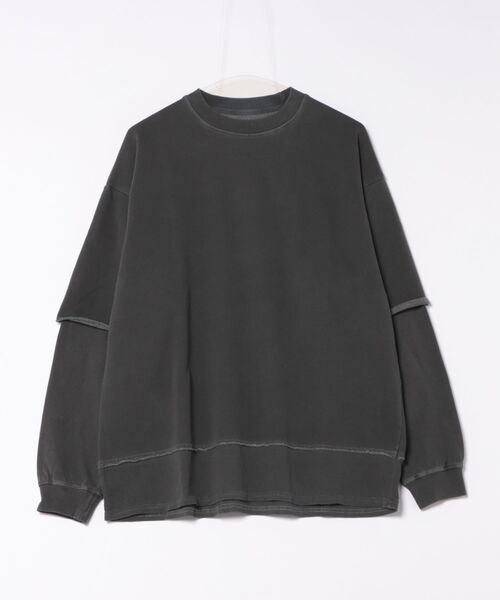 Revo.(レボ)の「Revo. オーバーサイズ ピグメント加工 フェイクレイヤード スウェット プルーバー(スウェット・メンズ・ブラック/ネイビー/ラベンダー・2/1)」の14枚目の写真